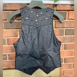 #2) Multi  Leather vest with distressed look Size (16” armpit)